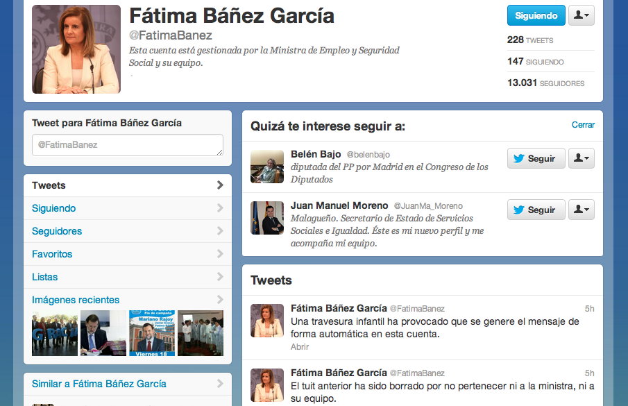 Respuesta al error generado por la cuenta de Twitter de la ministra
