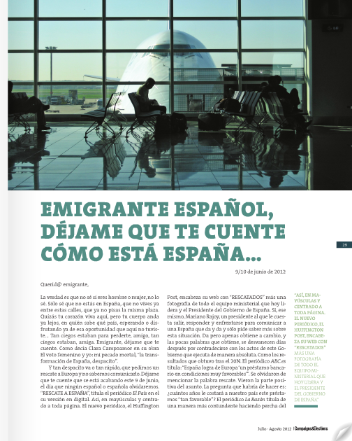Campaigns & Elections. Págs. 29 - 31. Nº 27. Edición Julio - Agosto 2012