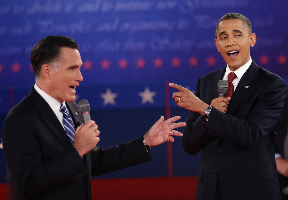Romney y Obama contraponen posturas. J. MOORE (AFP) Fotografía de El País